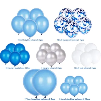 135pcs Ballon Guirlande-Arch Kit 12v Blå Sølv Hvid Latex luft Balloner Pack Fødselsdag, Bryllup Part Indretning af Forbrugsstoffer Ballon Sæt