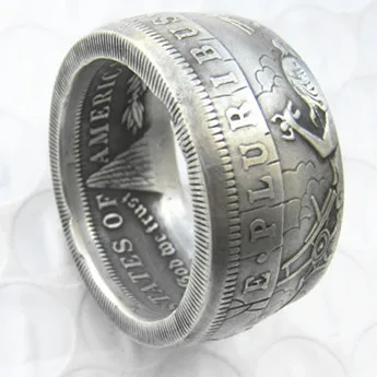 Hobo Mønt OS Morgan Dollar Sølv Forgyldt Ring Håndlavede OS Størrelsen 8-16