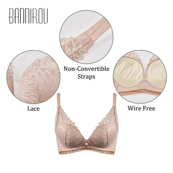 BANNIROU Kvindes Bh ' Sexy Lace Bralette Active Wire Gratis Push Up Undertøj Undertøj Til Kvinden Konvertible Stropper Gratis Fragt