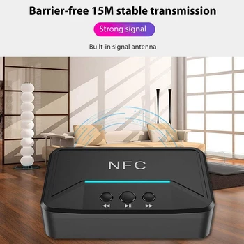 NFC Bluetooth-o-Modtager Bluetooth-5.0 Dual RCA Output 3,5 mm AUX Stereo o Music Receiver Adapter