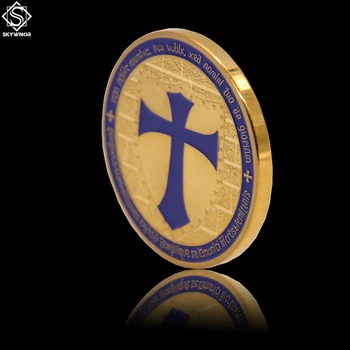 Guld Mason Knights Templar Frimurer Lilla Hellige Kors Crusader Metal Erindringsmønt W/ Luksus Box