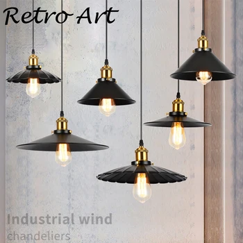 Dekorative Pendel E27 Bar Restaurant Lampe Inventar vintage edison stil hængende lampe med lampeskærm
