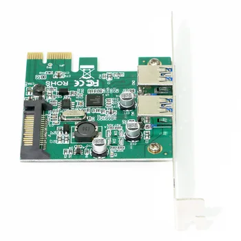 PCI Express x1-Kort med USB 3.0 Type 2 Porte Super hastighed og 15-Pin Sata Power Stik
