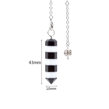 Sort Hvid Onyx Sten pendul for dowsing reiki chakra naturlige sten vedhæng kvarts amulet healing krystal smykker pendulo
