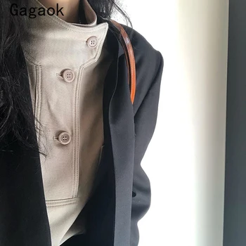 Gagaok Streetwear Mode Kvinder Shirts 2020 Foråret Efteråret Ny Fast Stativ Slanke, Smarte Vilde Simple koreanske Toppe og Bluser K3830