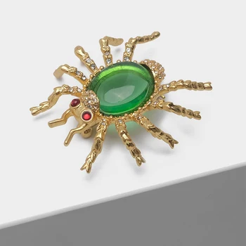 Amorita boutique Green spider design pin-mode insekt-og hvidguld