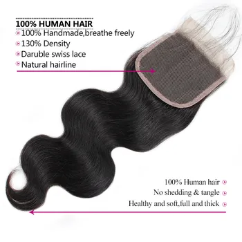 Mød Malaysiske Krop Bølge 6x6 Lukning Non Remy Gratis Del Human Hair Lukning 4x4 tommer Swiss Lace Lukning 5x5 med Baby Hair