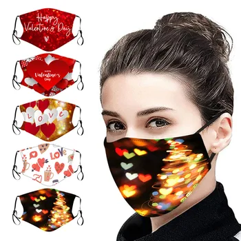 5PC Voksne Ørekrog Genanvendelige ansigtsmaske Valentine ' s Day Vaskbar Åndbar Maske Udendørs Justerbar Munden Maske Masque Mascarillas