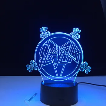 Amerikansk Thrash Metal-Band som Slayer Logo Nat Lys Led Fjernbetjening Farve Skiftende Vågelampe til Indretning Event Lampe