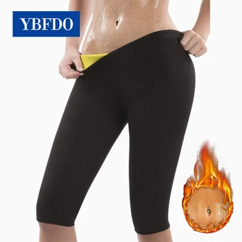 YBFDO Dame Slankende Bukser Thermo Neopren Sved Sauna Organ Tilnærmede med sidelomme Træning Lår Slimming Leggings Bukser
