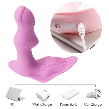 OMYSKY Bærbare Butterfly Dildo Vibrator Sex Legetøj til Kvinder Masturbator Klitoris Stimulator Wireless Remote Control Vibrator