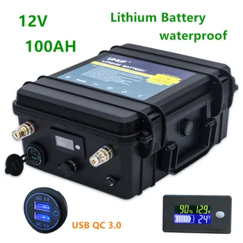 12v Lithium batteri 100ah vandtæt 12v 100AH lithium batteri 12v-batterier med 10A oplader til båd motor, inverter osv
