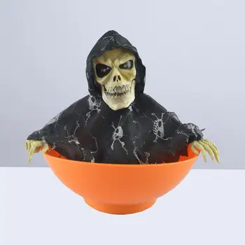 Halloween Electric Toy Candy Bowl With Jump Skull Hand Scary Party Creepy Decoration Haunted Horror Prop Without Battery(Orange)