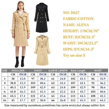 2020 Efteråret Kvinders Trench Coat Dobbelt Breasted Cotton Slank Klassiske Vinter Lang Trench Coat Kvinder med Bælte Vindjakke Outwear