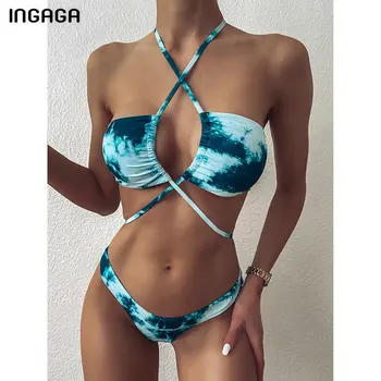 INGAGA Sexet Bikini Badetøj Off Skulder Badetøj Kvinder på Tværs af Forbinding Biquini Badetøj String Bue badetøj 2021 Ny