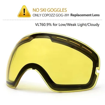 COPOZZ Mærke Oprindelige Lysning af linse for ski goggles Nat af Model GOG-201 Gul Linse For svage Lys nuance Overskyet Vejr