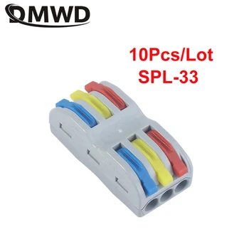 10pcsSPL-33 Mini Hurtigt Wire Kabel-Stik Universal Kompakt Dirigent Foråret Splejsning Ledninger Stik Push-in Terminal Blok