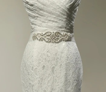 Kvinder Rhinestone 4M Lange Bånd Bryllup kjole Satin Beaded Crystal Bælte til Bryllup Part, Prom, Aften Kjoler