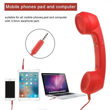 Høj Kvalitet I Klassisk Retro 3,5 Mm Komfort Telefon Håndsæt Mini Mikrofon Højttaler Ringe Modtager Til Iphone, Samsung, Huawei
