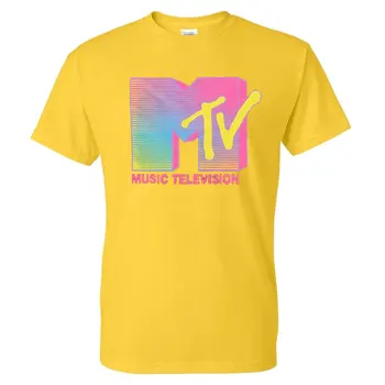 MTV Fluorescerende Logo, Grafisk Mode Print Street Sommeren Mænds og kvinders O-hals kortærmet T-shirt i Bomuld skjorte