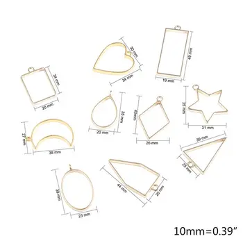 30stk Geometrisk Form Metal Frame Set DIY Epoxy Harpiks UV-Crystal Silikone Forme Smykker Vedhæng Gøre Tilbehør