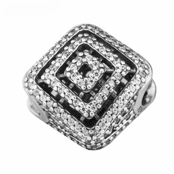 Klare CZ Geometriske Linjer Charm Perler til Sølv 925 Oprindelige Charme Armbånd Kvinder Smykker DIY Krystal Perler til smykkefremstilling