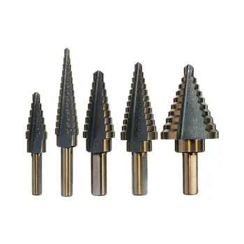 5PCS trin drill bit high-speed stål reifning hul sæt perforering værktøj