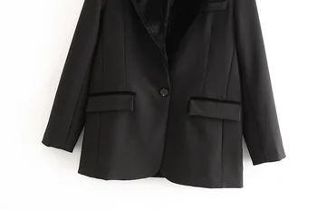 2020 sping splejset Black Velvet og en habitjakke kontor dame formelle blazer enkelt knap jakke kvinder