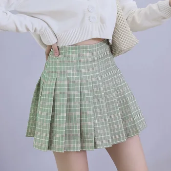 2020 koreanske Plaid Nederdel Plisserede Kawaii Japansk Skole Nederdel Micro Mini koreanske Slik Stil Tøj Høj Talje A-linje Kvinder