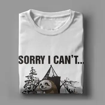 Mænd T-Shirts desværre Kan jeg ikke, jeg har Meget Travlt Awesome Ren Bomuld t-Shirts, Korte Ærmer Sjove Camping Sloth Crewneck T-Shirt Tøj 5XL