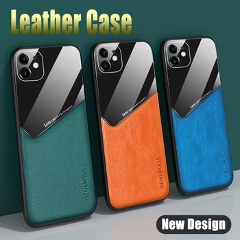 Luksus Matteret Læder Tilbage Magnetiske Phone Case for Samsung Galaxy Note20 S10Plus A51 A41 A71,Sager med Plexiglas Kamera Film