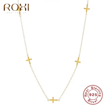 ROXI Ins Blank Mini Cross Vedhæng Halskæder til Kvinder Girl Choker Kæde Smykker 925 Sterling Sølv Kravebenet Halskæder Collares