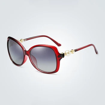 2021 Nye Kvinder Polariserede Solbriller Overdimensionerede Eyeglasss UV400 Fashion Perle Solbriller Med Box