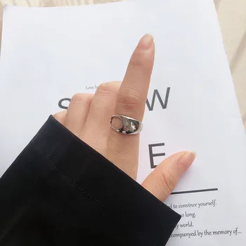 925 sterling sølv åben ring Normcore hule ud INS uregelmæssig linje dobbelt lag ring Femme Punk Ring Tilbehør Gave