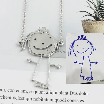 Tilpasset Børns Tegning Nøglering Kid ' s Kunst Barn Kunstværker Personlig Nøglering Brugerdefineret Navn Smykker Fars dag GAVE Børn
