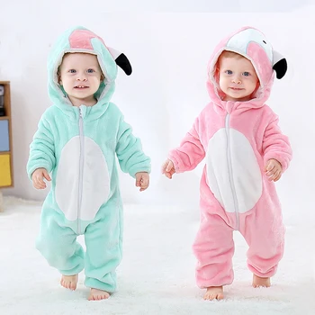 Cartoon Animal Rompers For Baby Inflant Tøj Vinter Tykke Dyr Overalls Dreng Stich Panda Buksedragt Pige Onesie Børn Pyjamas
