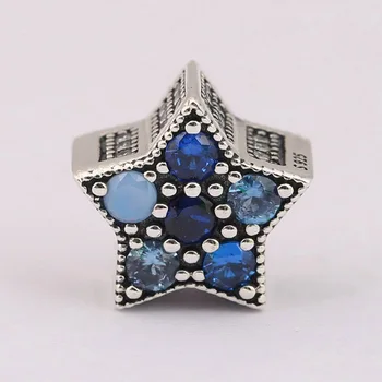 Autentisk S925 Sølv Perler Lyse Stjerne Charm Multi-Farvede Crystalsfit Dame armbånd Armbånd DIY Smykker