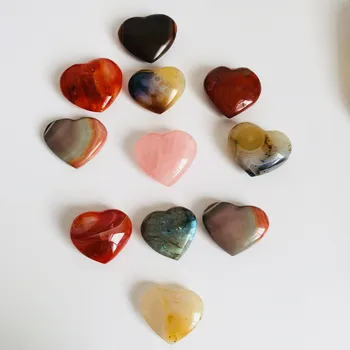 Naturlig gemstone Blandet Sten 25mm puffy hjerte Healing, Reiki, Krystal for boligmontering som gave