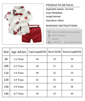 Citgeett Sommeren 2stk Kids Baby Dreng Blomster Shirt Korte Ærmer Tops+Bukser, Røde Shorts Udstyr, Tøj, Herre, de Passer Mode Sæt