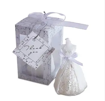 Gratis forsendelse m.100 stk bryllup forsyninger dekoration fødselsdag, bridal shower fordel gaver bryllup bride dress stearinlys