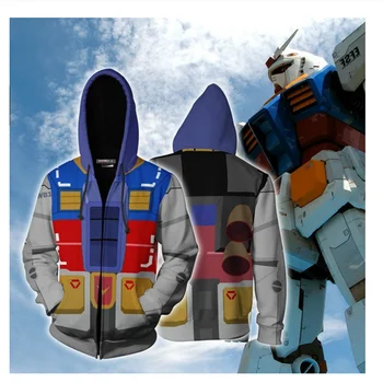3D Print MOBILE SUIT GUNDAM Modeller Hero Anime Cosplay Sweatshirt Hoodie Mænd Øverste Sweater Zip Hoodie Gundam Cosplay Kostume