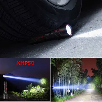 Kraftig LED Lommelygte med Høj Effekt, Genopladelige LED-Lampe Lanterne Cykel Lys Taktisk Lommelygte Med 18650 Batteri