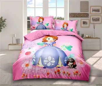 Sofia Princess sengetøj sæt til børn soveværelse indretning twin size dyne sengetøj til 2-4 pc ' børn hjem coverlets sengetæppe Blå