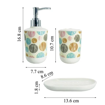 Sæt af 3 Plast Udskrivning Badeværelse Tilbehør Sæt sæbedispenser tandbørsteholder sæbeskål Sæt