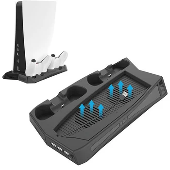 Opladning Stå Med Ventilator For PS5 De / UHD Opbevaring Køligere Vertikal Base Holder Til Playstation5 Digital Edition / Ultra HD -