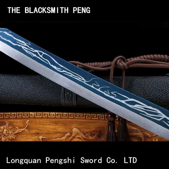 Broderet foråret kniv/Buet dao i Ming-dynastiet/Qing talje/Kinesisk skarpe sværd/real metal sværd/katana/Taljen sabel
