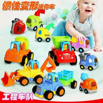 Inerti bil, store tegnefilm engineering bil toy, mini Q bil model toy sæt, børnenes legetøj gave