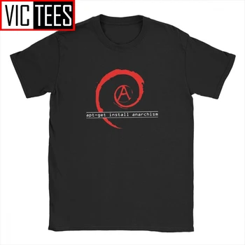 Mænds Apt-get Install Anarkisme T-Shirt Linux Debian Mytteri Lyd Ren Bomuld Vintage O Hals Engros Tshirt
