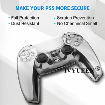 IVYUEEN Beskyttelse Clear Cover til Sony PlayStation Dualshock 5 PS5 Controller Beskyttende Hårdt Krystal Sag Gennemsigtig skal