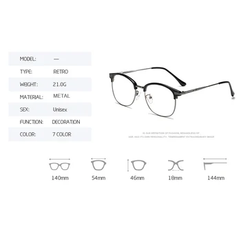 2020 Nye Mode Halv Frame Briller Ramme Kvinde Mænd Læsning Glas Retro Klar Linse Computer-Brille Ramme Optiske Briller